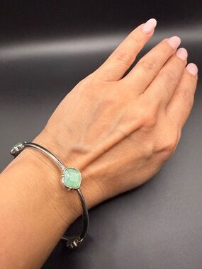 Lia Sophia Dramatique Bangle Bracelet Silver Tone and Blue Accents
